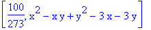 [100/273, x^2-x*y+y^2-3*x-3*y]